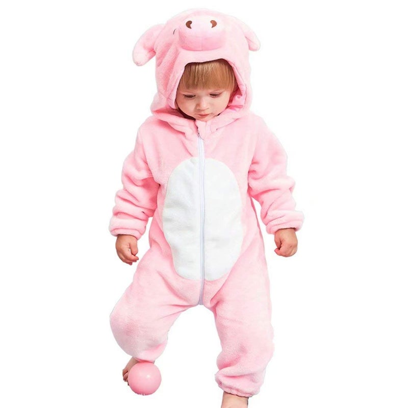 OLLULL Baby Pig Costumes Unisex Toddler Outfit Halloween Dress Up Romper 6-12 Months - Image 1